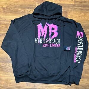 New Myrtle Beach Black Hoodie with Pink Graphic size 2X